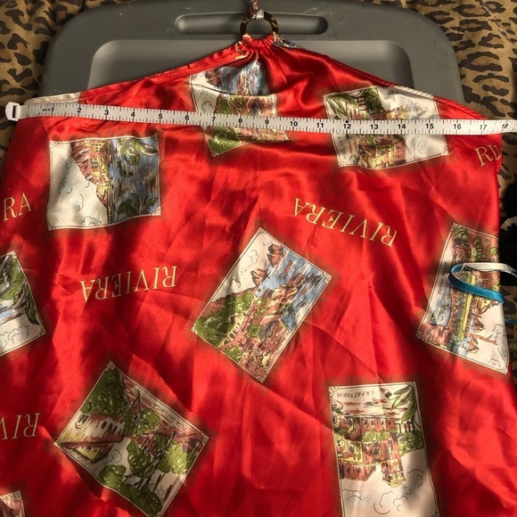 Old Navy size XL red Venice print silky halter red bias cut for give - Picture 5 of 10